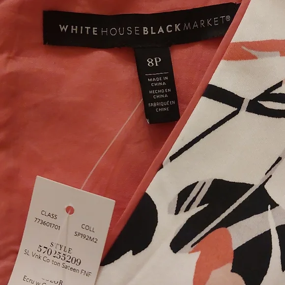 White House Black Market Ecru & Goddess Floral Sateen Fit & Flare Dress Sz8P NWT - Picture 6 of 15